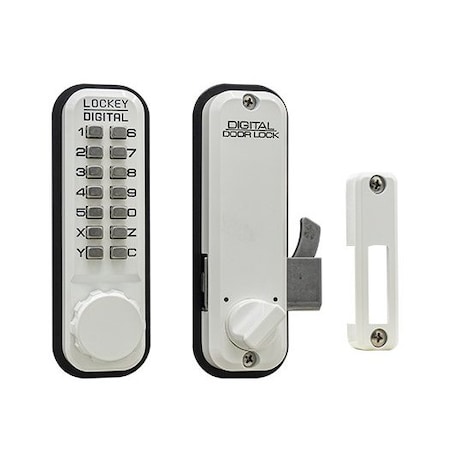 Lockey Mechanical Keyless Combination Hook Bolt Lock Fits Doors Up To 3 Thick White 2500KO-WH